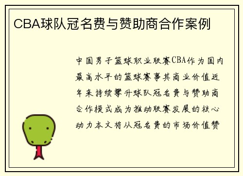 CBA球队冠名费与赞助商合作案例
